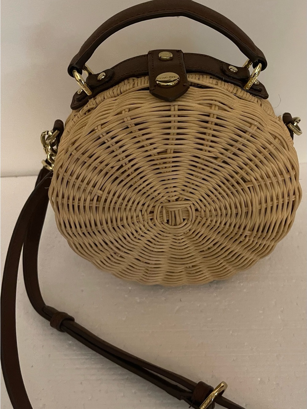 Calvin Klein Hayden Wicker Citcle Crossbody Purse NEW!